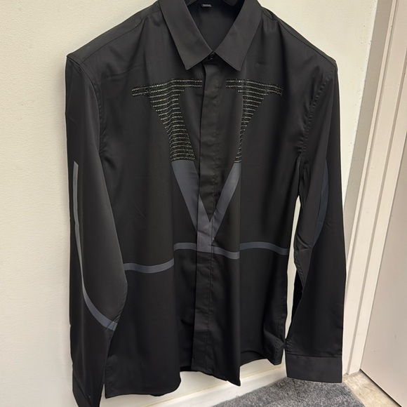 Men’s Crystal V pressed cotton Lycra dress shirt Japan 5x slim fit =USA XL - Picture 1 of 7